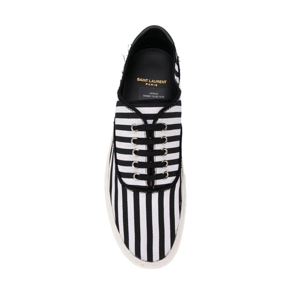 NWT - SAINT LAURENT - VENICE LOW STRIPE CANVAS SNEAKER (38) - Picture 2 of 10